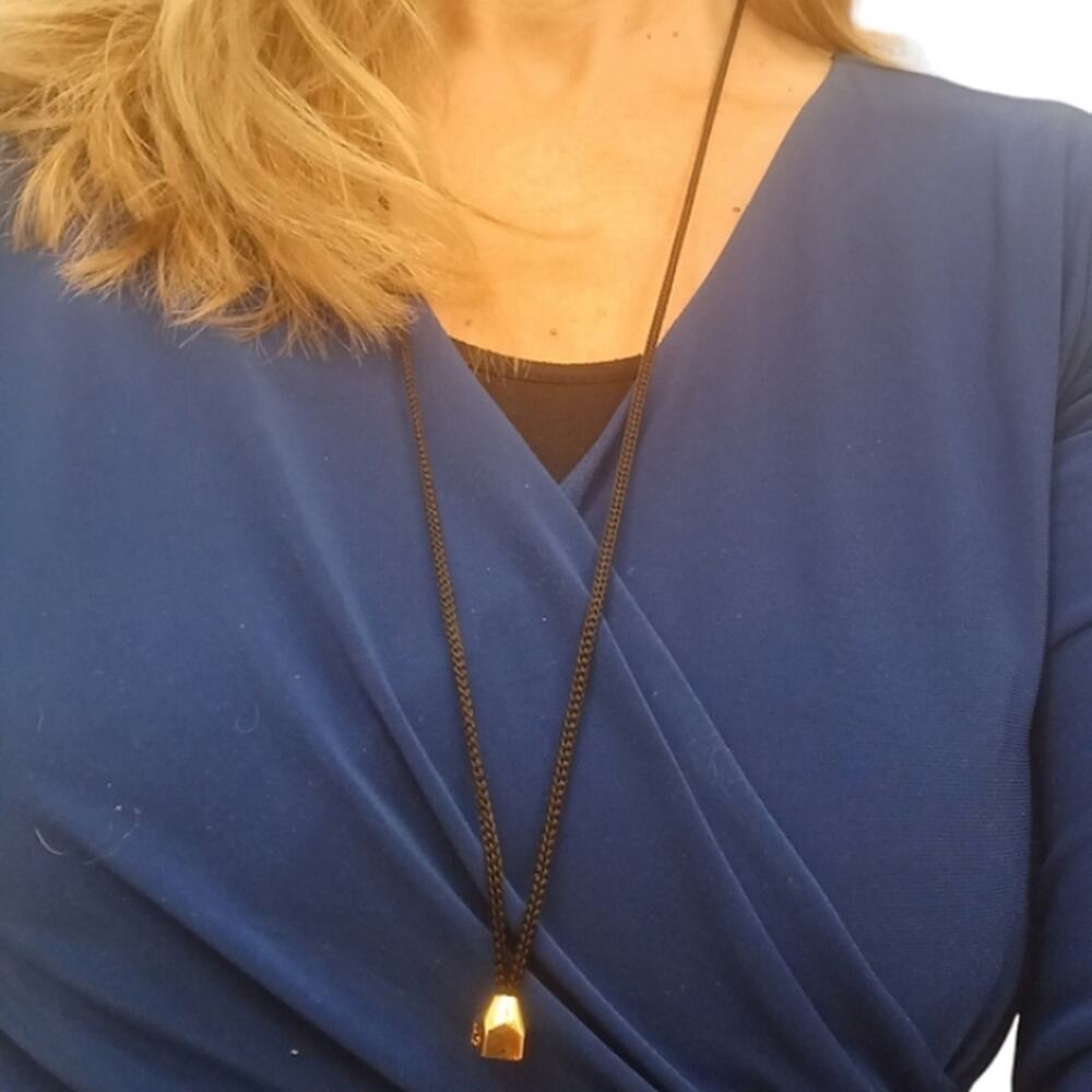 Fendi Gold Pendant Rope Necklace Modern Contemporary Minimalist Bohemian Vintage - Picture 7 of 16